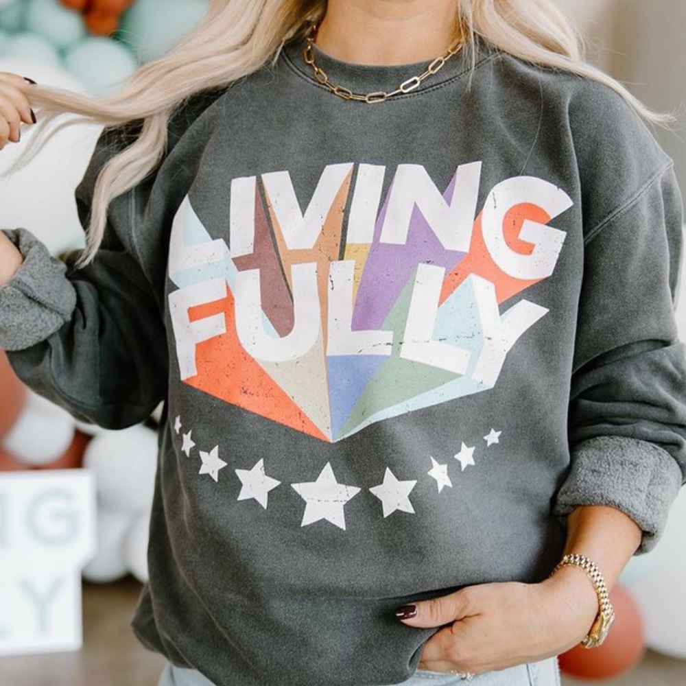 Living Fully By Mallory Ervin Cropped Sweatshirt  Size M
